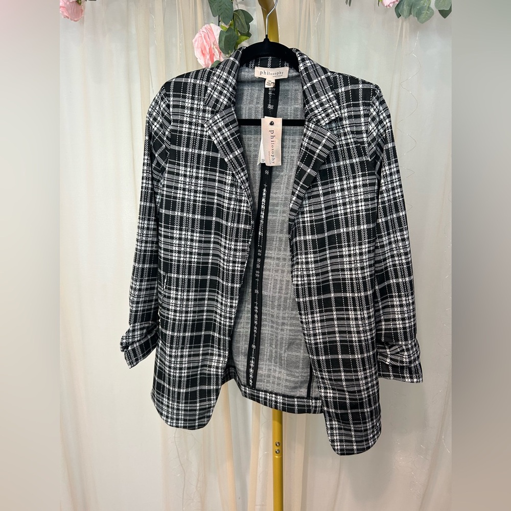 Philosophy Black and White Plaid Blazer